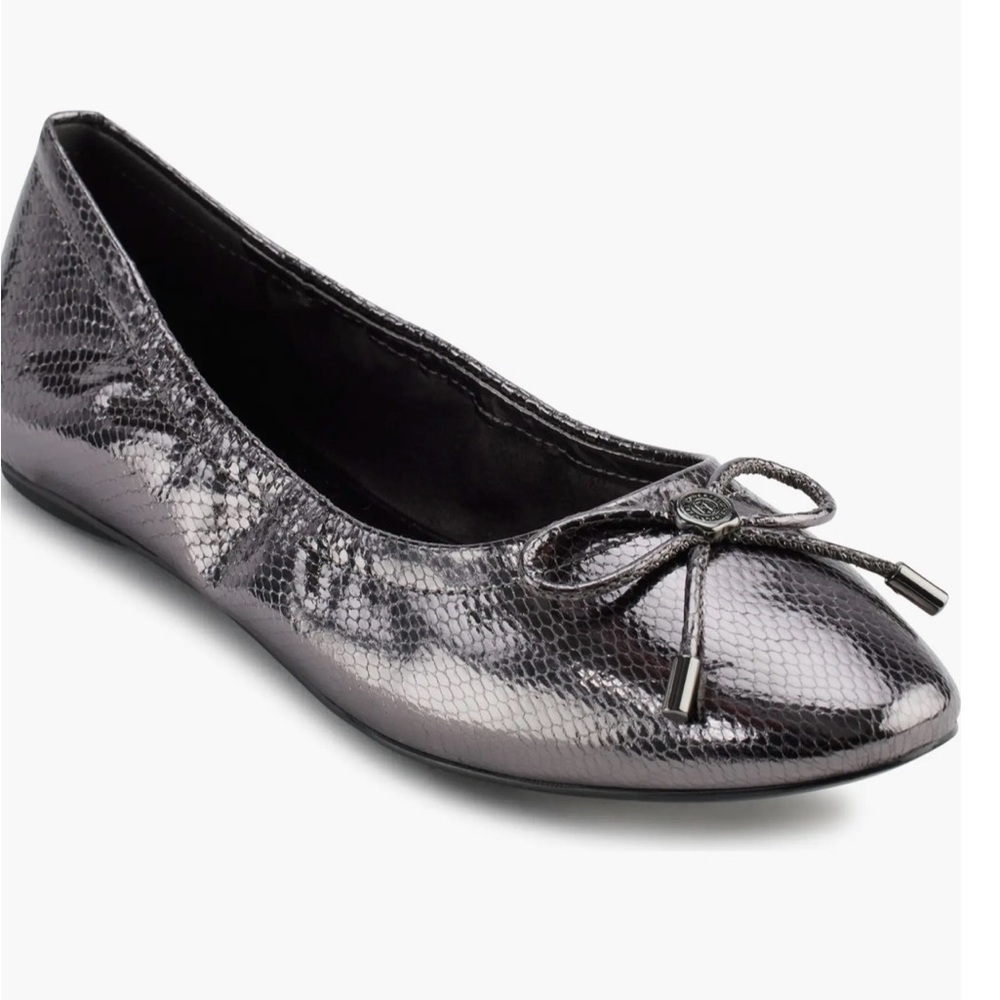 Karl Lagerfeld Metallic Gray Ballet Flats NEW in box